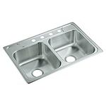 Sterling 14633-4-NA Middleton 33-Inch by 22-Inch Top-Mount Double Equal Bowl Kitchen Sink, Stainless Steel