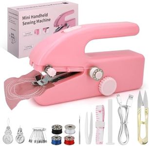 Xamanabu Handheld Sewing Machine for Beginners, Portable Mini Sewing Machine with Two Speed Modes, Easy to Operate and Fast Stitch Suitable for Clothes, Fabrics and Quick Home Repairs (Pink)