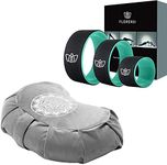 Florensi Yoga & Meditation Bundle | Grey Crescent Moon Meditation Cushion & Yoga Wheel 3 Pack