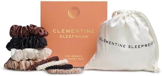 Clementine Sleepwear Organic Silk Scrunchie Set Ice Cream | 4 Skinny and 4 Midi Scrunchies Made with GOTS Certified Silk for Gentle, Frizz-Free Styling