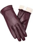 ROSYLINE Winter Gloves for Women Womens Leather Gloves Warm Winter Driving Gloves Touchscreen Wine Red S