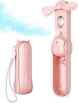 SWEETFULL Misting Fan Portable, Handheld Personal Mister Fan, Small Fan Rechargeable, Mini Spray Water Mist Fan, Kids Women Portable Fan For Travel, Outdoors, Hiking, Camping Home Office (Pink)