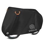 WHEELIO Bike Cover for 2 Bikes, Waterproof Bike Covers for Outside Storage, 190T Nylon Waterproof Bicycle Cover Anti Dust Rain UV Protection for Mountain Bike and Road Bike with Lock-holes Storage Bag