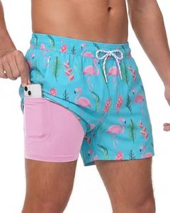 Sixfish Men's Swim Trunks Quick Dry Bored Shorts with 4" Compression Liner