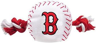 MLB BOSTON RED SOX Baseball Rope Toy for DOGS & CATS. Tough nylon, Sporty Baseball Design, Heavy-duty ropes with Inner SQUEAKER