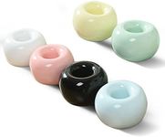 DODXIAOBEUL 6 Piece Ceramics Toothbrush Holders Mini donut shape with Tooth brush Stand for Shaving Razor, Pens, Stylus,Stand Ring For Bathroom Vanity Countertops