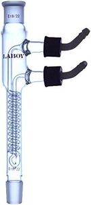 Laboy Glass Reflux Condenser Coiled with 19/22 Joints 100mm in Coil Length 205mm in Overall Height with Removable Hose Connections Organic Chemistry Lab Glassware Apparatus