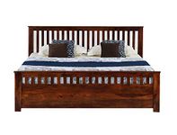 Furinno Sheesham Wood Flint King Size Double Bed for Bedroom Home (Dark Honey Finish, King Size), Brown (MD-BEDK01)