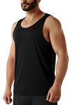 URBEST Men's Neon Workout Sleeveless Shirts Quick Dry Swim Beach Muscle Gym Running Athletic Tank Top, Black, 4X-Large