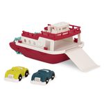 Wonder Wheels by Battat - Ferry Floating Boat Bath Toys 100% Recyclable, Toy Boat with Cars for Toddlers, Red/White, 1 Year + (3 pcs)