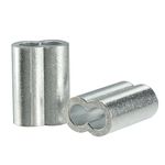 uxcell Aluminum Crimping Loop Sleeve Double Barrel for 5/16"-3/8" Wire Rope Pack of 5