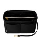 OPPOSHE Purse Organizer Insert for Handbags, Softened Felt Bag Insert Organizer for Tote, Handbag Organizer Compatible with LV, Coach, MK, Kate Spade, Goyard, Longchamp (Black, Medium)