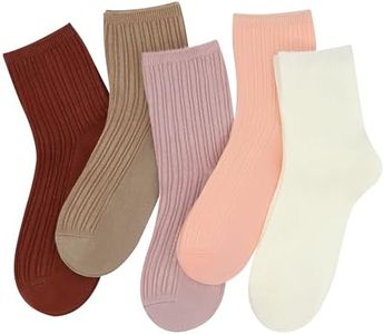 SERISIMPLE Viscose Bamboo Stretch Kids Ankle Sochool Kids Crew Socks Breathable Boy Girl 5 Pairs (Assorted5, Large)