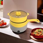 Heart Home 1.8 Liters 450W Electric Multi Cooker Electric Kettle | Non-stick | Electric Pot for Cooking Rice, Pasta, Noodles, Steak, Eggs, Boiling water | Power Control | Yellow