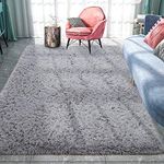 Pacapet Fluffy Area Rugs, Grey Shag Rug for Bedroom, Plush Furry Rugs for Living Room, Fuzzy Carpet for Kid's Room, Nursery, Home Decor, 6 x 9 Feet