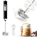 Zuvexa USB Rechargeable Electric Foam Maker Milk Wand Mixer Frother for Hot Milk, Hand Blender Coffee, Egg Beater (Black)