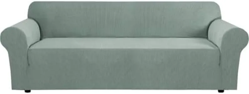 H.VERSAILTEX Stretch Extra Large Sofa Covers Sofa Slipcovers for Living Room Furniture Covers for Pets Feature Thick Checked Jacquard Fabric with Elastic Bottom, Sofa X-Large - Sage