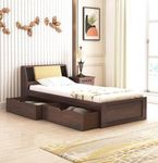 Ganpati Arts Solid Sheesham Wood Mayor Single Size Bed with 2 Drawer Storage Wooden Single Cot Bed for Home Living Room Bedroom Guest Room Hotel (Walnut Finish)