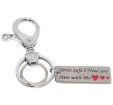 Stealodeal Drive Safe Message Engraved Keychain Stainless Steel Silver Keyring Key Chain