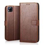 SHINESTAR PU Leather Flip Cover Wallet Phone Case with Inside TPU Shockproof Back Cover Case for Poco C3 - (Classic Brown)