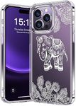 bicol Compatible with iPhone 15 Pro Case,Crystal Clear Cover with Fashionable Designs for Girls Women,Slim Fit Shockproof Protective Acrylic Phone Case 6.1 inch,Beautiful Elephant