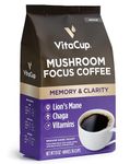 VitaCup Focus Ground Mushroom Coffee with Lions Mane, Chaga, & Vitamins for Immune Support & Focus, Drip Coffee Brewers and French Press, 10 Ounces