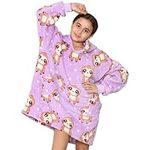 A2Z 4 Kids Girls Boys Oversized Hoodie Snuggle Plush Sherpa Fleece Lining - Snuggle 926 Sloth Lilac AZ_Short