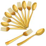 Parage 12 Pieces Stainless Steel Golden Spoon & Fork Set, 19 cm Each, Premium Cutlery Set for Home & Kitchen, PVD Gold Flatware, Elegant Dining (6 Table Spoons & 6 Table Forks)