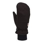 Carhartt Men's Insulated Duck Synthetic Leather Knit Cuff Mitt Cold Weather Gloves, Black, Medium