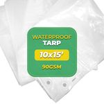 Rainexo RX-90-10x15-T Waterproof 10 x 15 – Multipurpose Heavy Duty Tarp – Multi-Layered Cross-Laminated Film Tarpaulin – Ideal for Farming, Camping, Furniture Cover, 10x15, Transparent