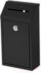 Metal Locking Mailbox Wall Mounted RustMail Case Lockable Mail Letterbox Suggestion Box for Home Office Outdoor Door, 10.24 x 5.71 x 2.75 Inch (Black)