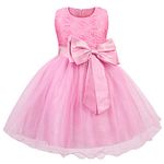 Febbabe Flower Girl Dresses Toddler Girls Wedding Pageant Birthday Party Pink Bowknot Lace Tulle Dress Kids 8-9 Years