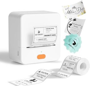 DETONGER Label Maker Machine with Tape P1 2 Inch Thermal Printer Portable Bluetooth Shipping Label Printer Sticker Maker Labeling Machine Home Office School Business Use Rechargeable White