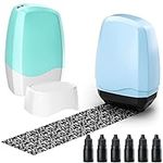 Identity Theft Protection Roller Stamp, KOEYLE 2 Pack Confidential Roller Stamp with 6 Pack Refills Ink, Identity Protection Roller Stamps for ID Theft Security and Personal Privacy Stamp(Blue&Green)