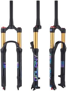 BOLANY 26/27.5/29 MTB Bike Air Suspension Fork Shock Absorber Rebound Adjustment 1 1/8 Straight Tube QR 9mm Travel 100mm Manual/Remote Locking Fit Mountain/Road Bike