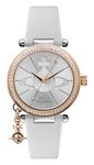 Vivienne Westwood Orb Pastelle Ladies Quartz Watch with Silver Dial & White Leather Strap VV006RSWH