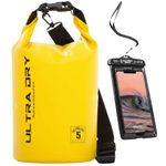 Premium Waterproof Bag, Sack with Phone Dry Bag and Long Adjustable Shoulder Strap Included, Perfect for Kayaking/Boating/Canoeing/Fishing/Rafting/Swimming/Camping/Snowboarding (Yellow, 5 L)
