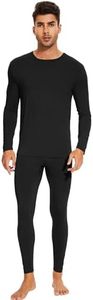 WiWi Thermal Underwear for Men Bamboo Viscose Long Johns Set Soft Warm Base Layer Lightweight Top and Bottom Sets S-XXL, Black, Small