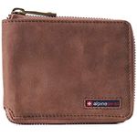 alpine swiss Logan Zipper Bifold Wallet For Men or Women RFID Safe Hampton Collection Nubuck Tan