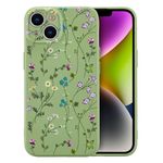 RALEAVO Flower Case for iPhone 14, Liquid Silicone Shockproof Protection Case Cover for Girls Women with Aesthetic Cute Floral Patterns Soft Slim Phone Case for iPhone 14 6.1"-Green