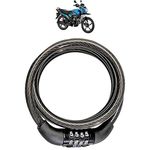 AutoKraftZ Universal Anti-Theft Bike Lock Stainless Steel Cable Coil/Bike Security Lock with 2 Key for Hero Passion PRO TR_(Black)