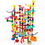 DSHMIXIA Marble Run Marble Maze Race Track with Glowing Marbles for Kids Ages 3-4-8-10 Sturdy Building Toys Kids Games Amazing Fun Gifts (Super)