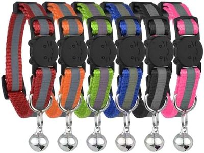 Reflective Cat Collar with Bell, Set of 6, Solid & Safe Collars for Cats, Nylon, Mixed Colors, Pet Collar, Breakaway Cat Collar Charms