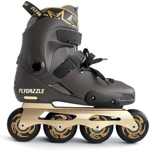 FLYDAZZLE Inline Skates for Men Urban - Freeride Slalom City Street Skating, Hard Boot ABEC-9 Bearing Ankle Support, Bonus Insoles Laces (Taupe/Golden, US 11.5-12)