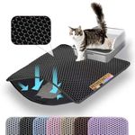 Petinstinct Cat Litter Mat, 60x45cm Large Honeycomb Double Layer Cat Litter Mat Trapper, Non Slip Waterproof Urine Proof Cat Litter Box Mat for Floor, Cat Supplies and Essentials, Black