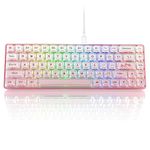 Womier W-K68 60% Keyboard Gaming - Wired Mechanical Keyboard, Hot-Swappable Keyboard, RGB Custom Mini Keyboard with Arrow Keys/Software Supported, Prelubrication Linear Switch - Pink Creamy Keyboard