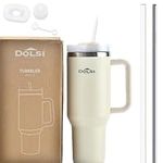 Limited Edition 40oz Insulated Tumbler with Lid & Straw UK Company - TikTok Viral - 1.2 Litre for Hot & Cold - Off White