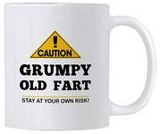 Gag Gifts for Grumpy Old Men. Caution Old Fart 11 oz Coffee Mug. Funny 40th, 50th, 60th, 70th, 80th Birthday Gift Idea for Grandfather, Senior or Grandpa.