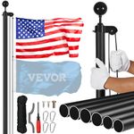 VEVOR 30FT Detachable Flagpole Kit, Heavy Duty Aluminum Alloy Flag Pole Kit in Ground for Outdoor, 3 Display Modes Flagpole with Professional Accessories, Black