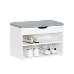 SoBuy® FSR25-HG, 2 Tiers Shoe Rack Shoe Cabinet Shoe Bench with Lift Up Bench Top & Seat Cushion